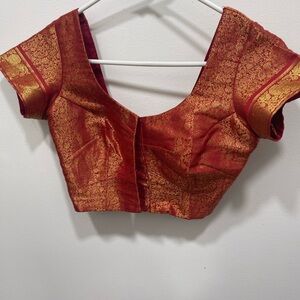 STYLUS Red and Gold Brocade Blouse
